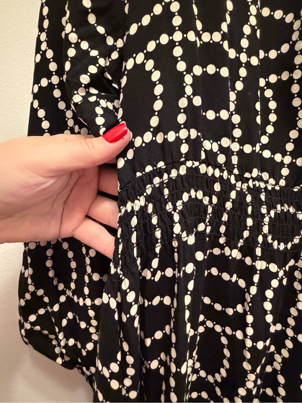 H&M Black White Geometric Print Long Sleeve Midi Maxi Dress Women's Large L - Picture 5 of 7